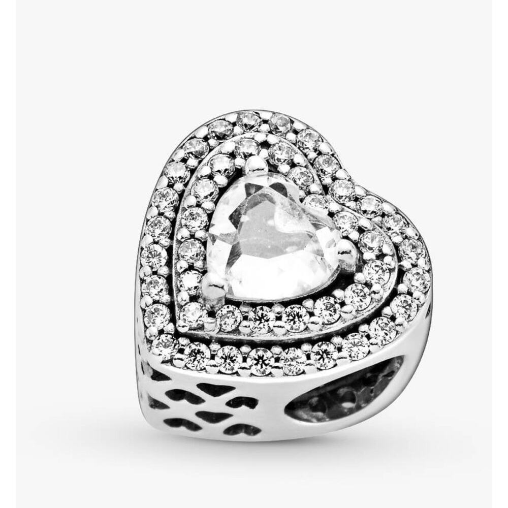 NEW Pandora Sparkling Leveled Hearts Charm